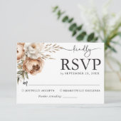 Rustieke Boho Wedding RSVP Kaart met Pampas & Peon (Staand voorkant)