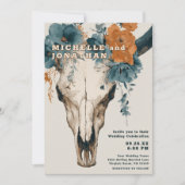 Rustieke Boho Westerne Bloemenstier Koe Schedel Hu Kaart (Voorkant)