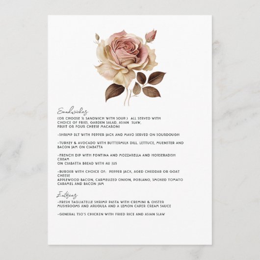 Rustieke Boho Westerne bruiloft Floral Cowboy Wedd Menu (Achterkant)