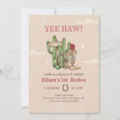 Rustieke Boho Westerse Woestijn 1e Rodeo Verjaarda Kaart (Voorkant)