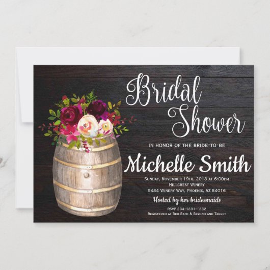 Rustieke Boho Wijnvat Bourgondië Rode Bruidsmeisje Kaart (Voorkant)