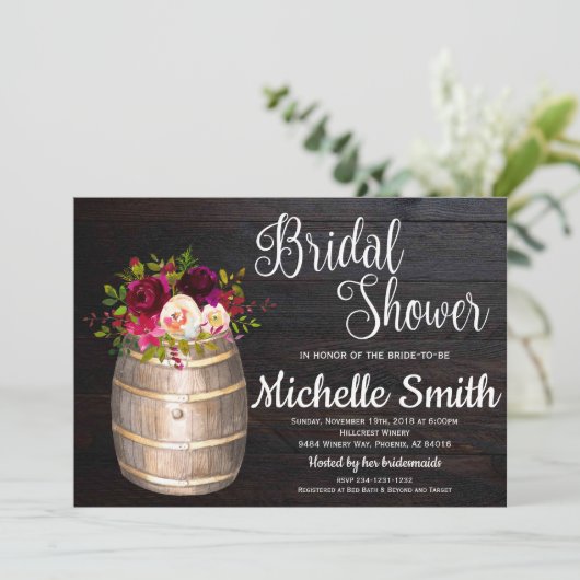 Rustieke Boho Wijnvat Bourgondië Rode Bruidsmeisje Kaart (Staand voorkant)