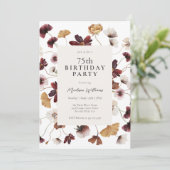 Rustieke Boho Wildbloemen 75e verjaardagsfeest Kaart (Staand voorkant)