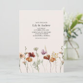 Rustieke Boho Wilde Bloem Bewaar De Datum Kaart (Staand voorkant)