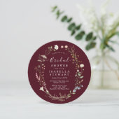 Rustieke Boho Wilde Bloem Chic Bourgondië Bruidsdo Kaart (Staand voorkant)