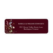 Rustieke Boho Wilde Bloem Chic Burgundy Bruidsdouc Etiket (Voorkant)