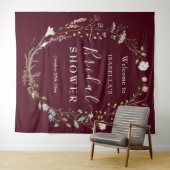 Rustieke Boho Wilde Bloem Chic Burgundy Bruidsdouc Wandkleed (In Situ (horizontaal))