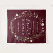 Rustieke Boho Wilde Bloem Chic Burgundy Bruidsdouc Wandkleed (Voorkant (horizontaal))