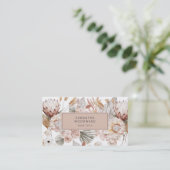 Rustieke Boho Wilde Bloem Crème Terracotta Visitekaartje (Staand voorkant)