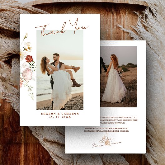 Rustieke Boho Wilde Bloem Details Bedankkaart