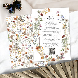 Rustieke Boho Wilde Bloem Details Informatiekaartje