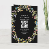 Rustieke Boho Wilde Bloem Foto QR Code Zwarte Trou (Achterkant)