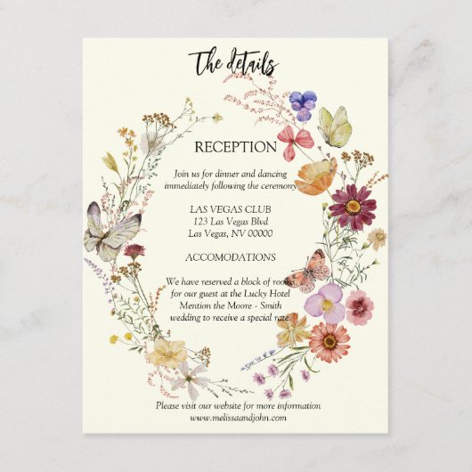 Rustieke Boho Wilde Bloem Informatiekaartje (Voorkant)