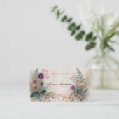 Rustieke Boho Wilde Bloem Paarse Distel Aquarel Visitekaartje (Staand voorkant)