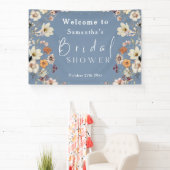 Rustieke Boho Wilde Bloem Periwinkle Bruidsdouche Spandoek (Insitu)