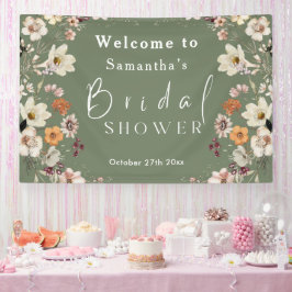 Rustieke Boho Wilde Bloem Salie Groene Bruidsdouch Spandoek