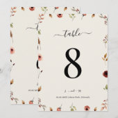 Rustieke Boho Wilde Bloemen 5x7 Tafelnummer Huweli (Voorkant / Achterkant)