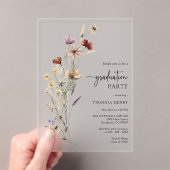 Rustieke Boho Wilde Bloemen Afstuderen Acryl Uitnodigingen (Insitu (Draagbaar))