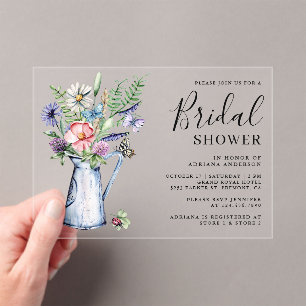 Rustieke Boho Wilde Bloemen Bruidsdouche Acryl Uitnodigingen