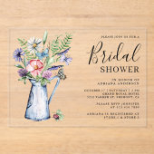 Rustieke Boho Wilde Bloemen Bruidsdouche Acryl Uitnodigingen (Voorkant)
