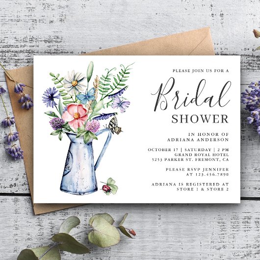 Rustieke Boho Wilde Bloemen Bruidsdouche Kaart