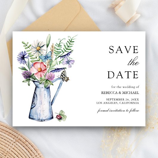 Rustieke Boho Wilde Bloemen Bruiloft Save The Date