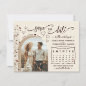 Rustieke Boho Wilde Bloemen Foto & Agenda Bruiloft Save The Date (Voorkant)