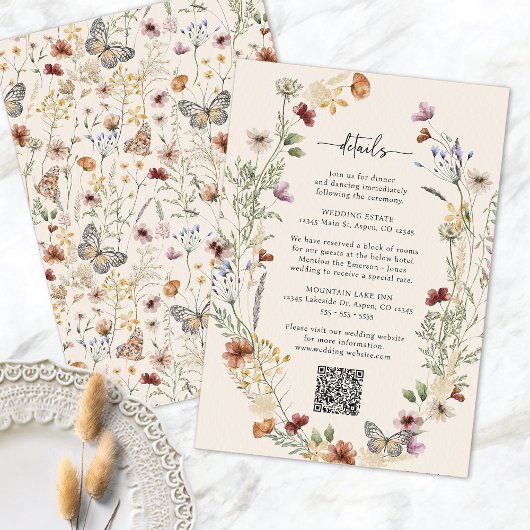 Rustieke Boho Wilde Bloemen Kaart Met Enveloppe