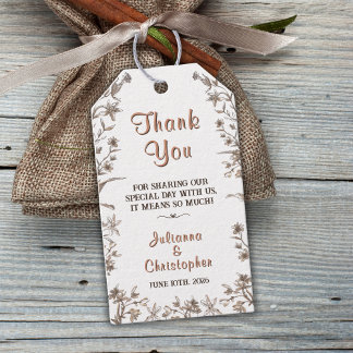 Rustieke Boho Wilde Bloemen Koperen Huwelijk Cadeaulabel