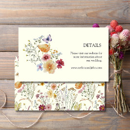 Rustieke Boho Wilde Bloemen Trouwdetails Informatiekaartje