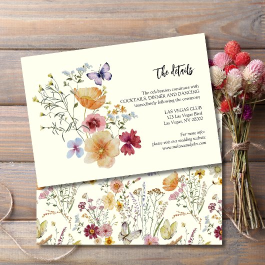 Rustieke Boho Wilde Bloemen Trouwdetails Informatiekaartje