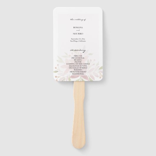 Rustieke Boho Wilde Bloemen Watercolor Programma Handwaaier (Voorkant)