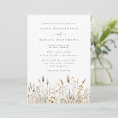 Rustieke Boho Wilde Bloemenveld Bruiloft Kaart (Staand voorkant)
