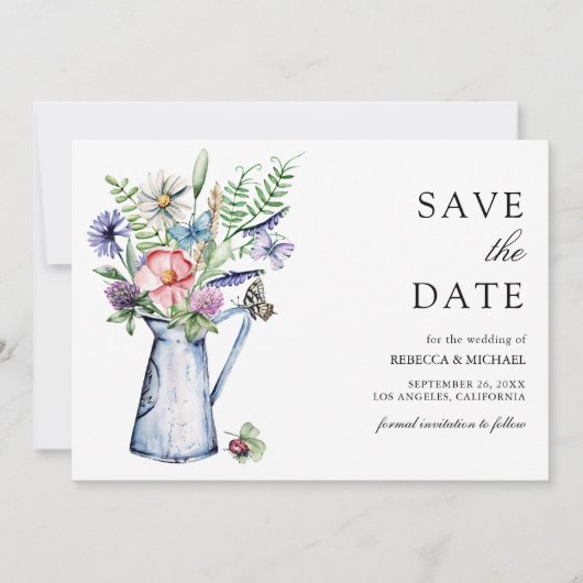 Rustieke Boho Wildflower Bloemen Bruiloft Save The Date (Voorkant)