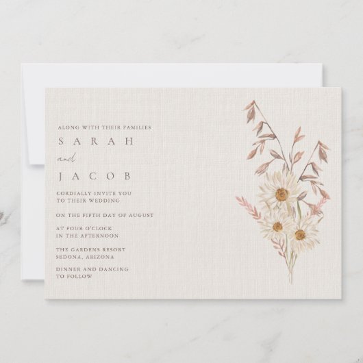 Rustieke Boho Wildflower Bohemian bruiloft Kaart (Voorkant)