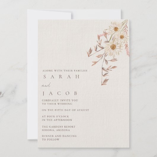 Rustieke Boho Wildflower Bohemian bruiloft Kaart (Voorkant)