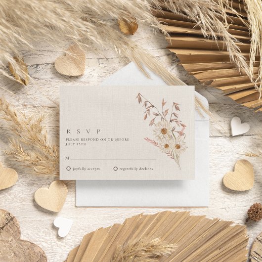 Rustieke Boho Wildflower Bohemian bruiloft RSVP Kaartje