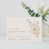 Rustieke Boho Wildflower Bohemian bruiloft RSVP Kaartje (Staand voorkant)