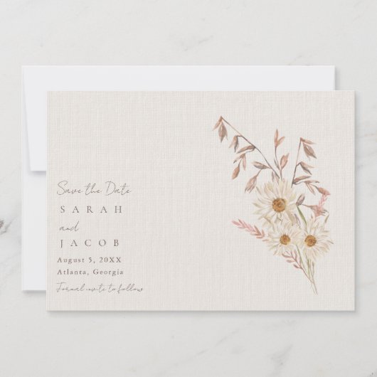Rustieke Boho Wildflower Bohemian bruiloft Save The Date (Voorkant)