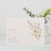 Rustieke Boho Wildflower Bohemian bruiloft Save The Date (Staand voorkant)