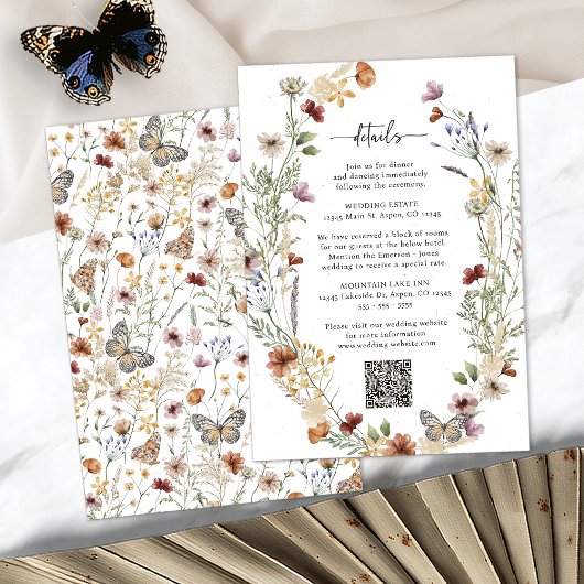 Rustieke Boho Wildflower Details Informatiekaartje