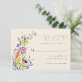 Rustieke Boho Wildflower Floral Garden bruiloft RSVP Kaartje (Staand voorkant)