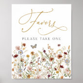 Rustieke Boho Wildflower Garden Favors Treat Sign Poster (Voorkant)