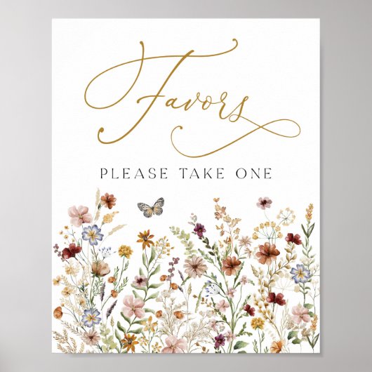 Rustieke Boho Wildflower Garden Favors Treat Sign Poster (Voorkant)