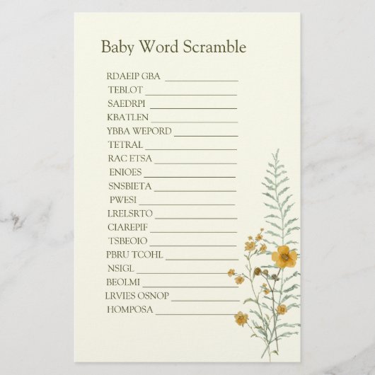 Rustieke Boho Wildflower Luier Raffle Kaart (Voorkant)