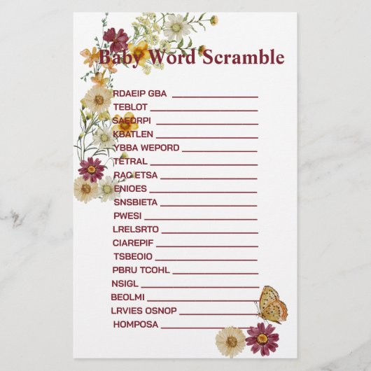 Rustieke Boho Wildflower Luier Raffle Kaart (Voorkant)