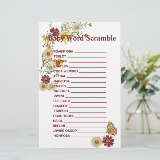 Rustieke Boho Wildflower Luier Raffle Kaart (Staand voorkant)