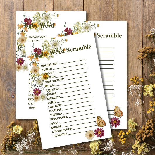 Rustieke Boho Wildflower Luier Raffle Kaart