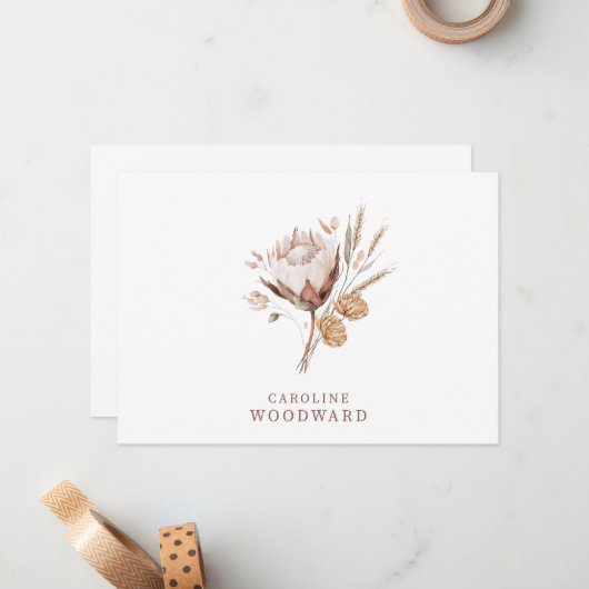 Rustieke Boho Wildflower Notitiekaartje (Voorkant / Achterkant in situ)