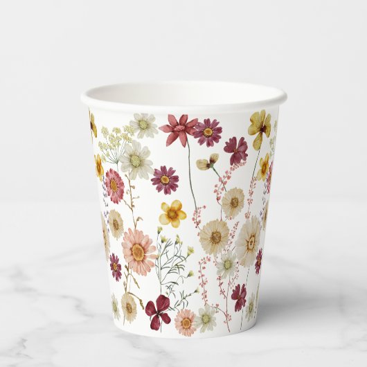 Rustieke boho wildflower papieren bekers (Achterkant)